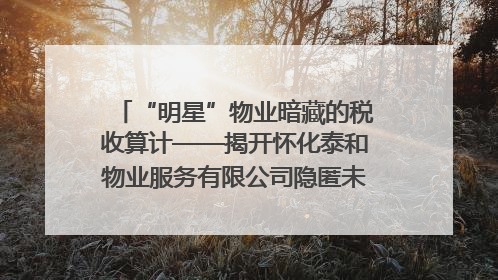 “明星”物业暗藏的税收算计——揭开怀化泰和物业服务有限公司隐匿未开票收入偷税真相