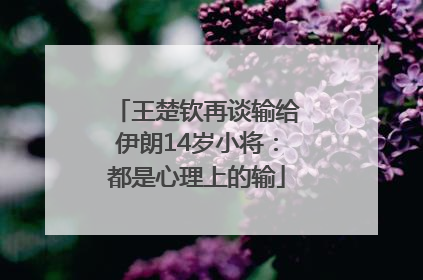 王楚钦再谈输给伊朗14岁小将：都是心理上的输