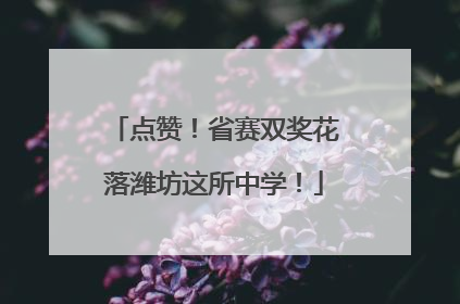 点赞！省赛双奖花落潍坊这所中学！