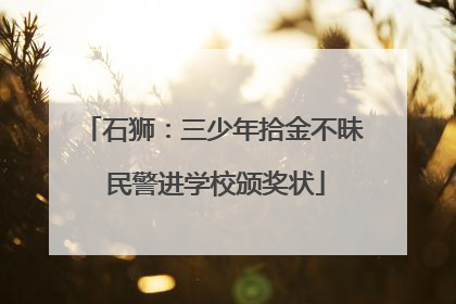 石狮：三少年拾金不昧 民警进学校颁奖状