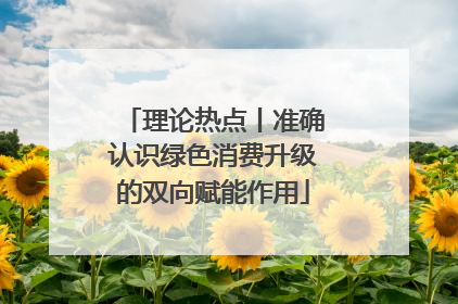 理论热点丨准确认识绿色消费升级的双向赋能作用