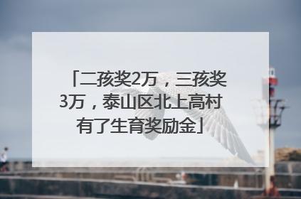 二孩奖2万，三孩奖3万，泰山区北上高村有了生育奖励金