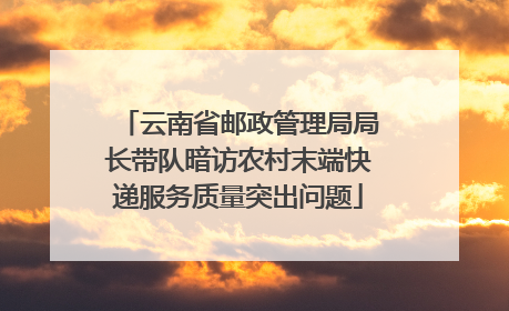云南省邮政管理局局长带队暗访农村末端快递服务质量突出问题