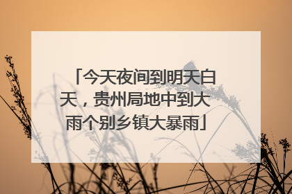 今天夜间到明天白天，贵州局地中到大雨个别乡镇大暴雨