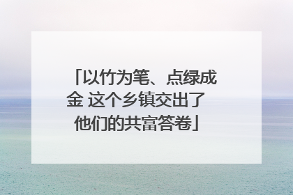 以竹为笔、点绿成金 这个乡镇交出了他们的共富答卷