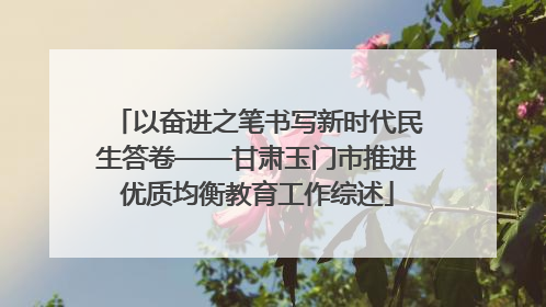 以奋进之笔书写新时代民生答卷——甘肃玉门市推进优质均衡教育工作综述