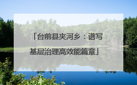 台前县夹河乡：谱写基层治理高效能篇章