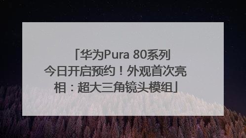 华为Pura 80系列今日开启预约！外观首次亮相：超大三角镜头模组