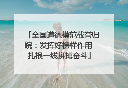 全国道德模范载誉归皖：发挥好榜样作用 扎根一线拼搏奋斗