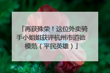 再获殊荣！这位外卖骑手小姐姐获评杭州市道德模范（平民英雄）