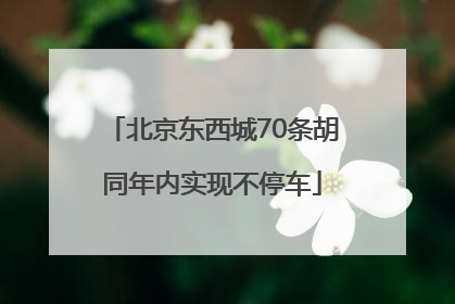 北京东西城70条胡同年内实现不停车