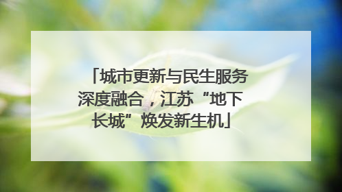城市更新与民生服务深度融合，江苏“地下长城”焕发新生机