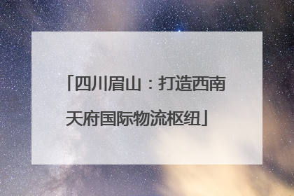 四川眉山：打造西南天府国际物流枢纽