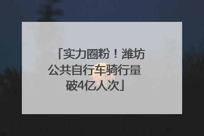 实力圈粉！潍坊公共自行车骑行量破4亿人次