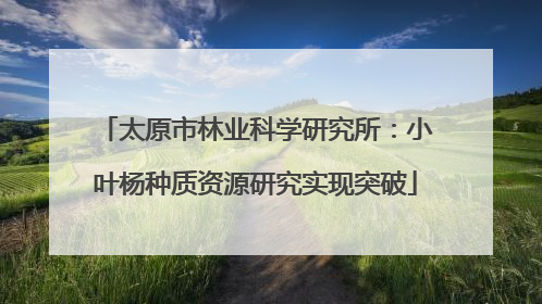 太原市林业科学研究所：小叶杨种质资源研究实现突破