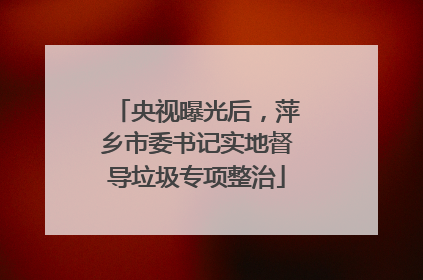 央视曝光后，萍乡市委书记实地督导垃圾专项整治