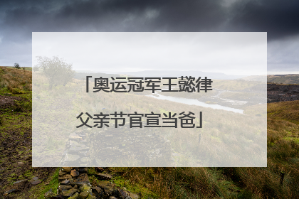 奥运冠军王懿律父亲节官宣当爸