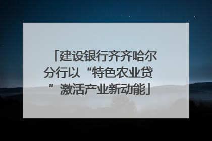 建设银行齐齐哈尔分行以“特色农业贷”激活产业新动能