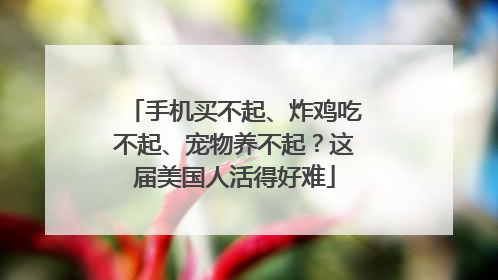 手机买不起、炸鸡吃不起、宠物养不起？这届美国人活得好难
