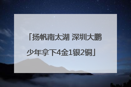 扬帆南太湖 深圳大鹏少年拿下4金1银2铜