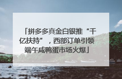 拼多多真金白银推“千亿扶持”，西部订单引领端午咸鸭蛋市场火爆