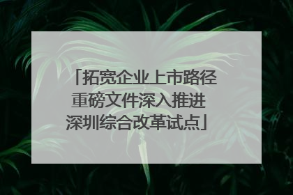 拓宽企业上市路径 重磅文件深入推进深圳综合改革试点