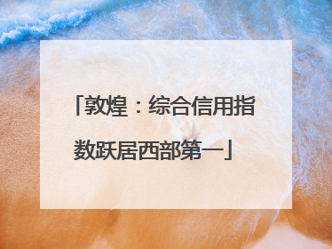 敦煌：综合信用指数跃居西部第一