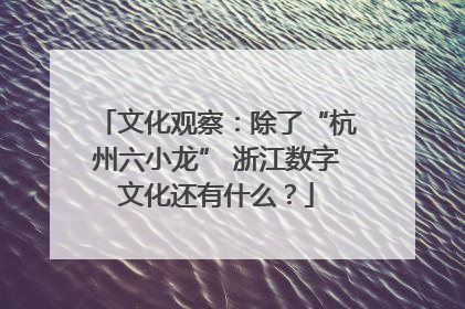 文化观察：除了“杭州六小龙” 浙江数字文化还有什么？