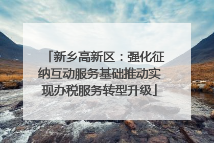 新乡高新区：强化征纳互动服务基础推动实现办税服务转型升级