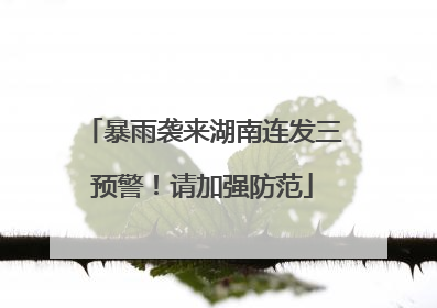 暴雨袭来湖南连发三预警！请加强防范