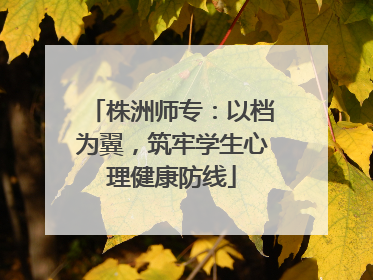 株洲师专：以档为翼，筑牢学生心理健康防线