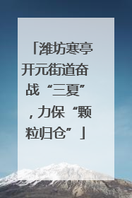 潍坊寒亭开元街道奋战“三夏”，力保“颗粒归仓”