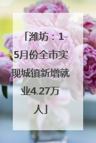 潍坊：1-5月份全市实现城镇新增就业4.27万人