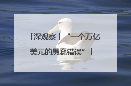 深观察丨“一个万亿美元的愚蠢错误”