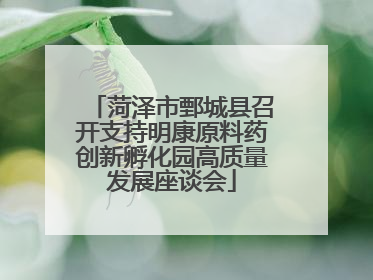 菏泽市鄄城县召开支持明康原料药创新孵化园高质量发展座谈会