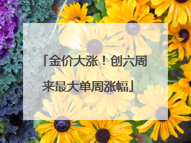 金价大涨！创六周来最大单周涨幅