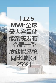 12.5MWh全球最大容量储能系统发布 合肥一季度储能系统同比增长425%